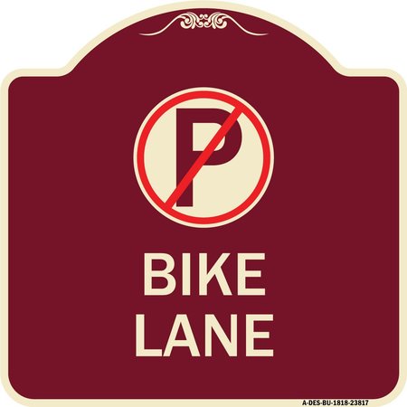 SIGNMISSION No Parking Symbol Bike Lane Heavy-Gauge Aluminum Architectural Sign, 18" x 18", BU-1818-23817 A-DES-BU-1818-23817